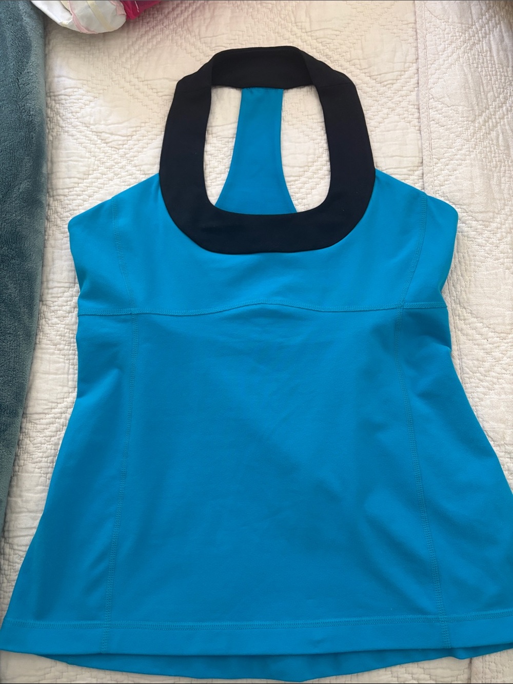 Lululemon Blue Halter Athletic Tank with Black Neckband